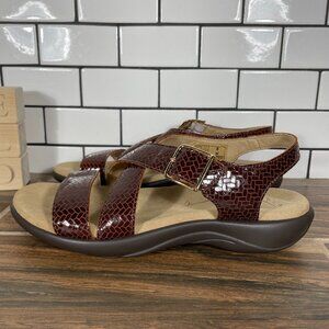 SAS Laguna Womens Size 8 Shoes Weave Henna Brown Leather Strappy Comfort Sandal